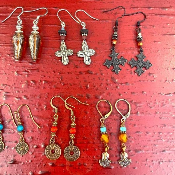 Earring Lot 10 Pair Hand Crafted Artisan Earrings Bohemian Earrings NEW # 196 - Picture 3 of 5